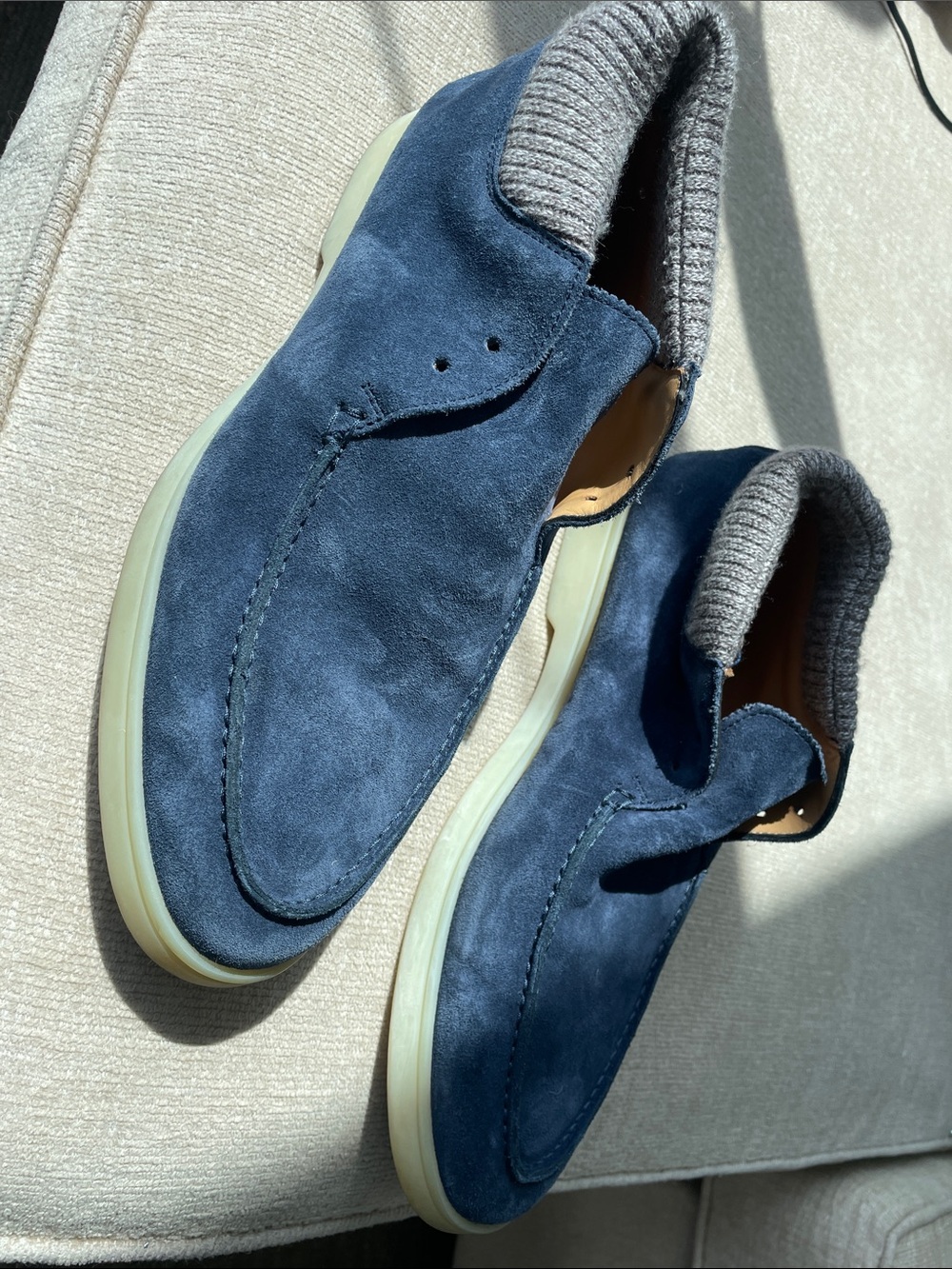 Men's Suede Slip-On Loafers in Deep Blue - Picture 3 of 5